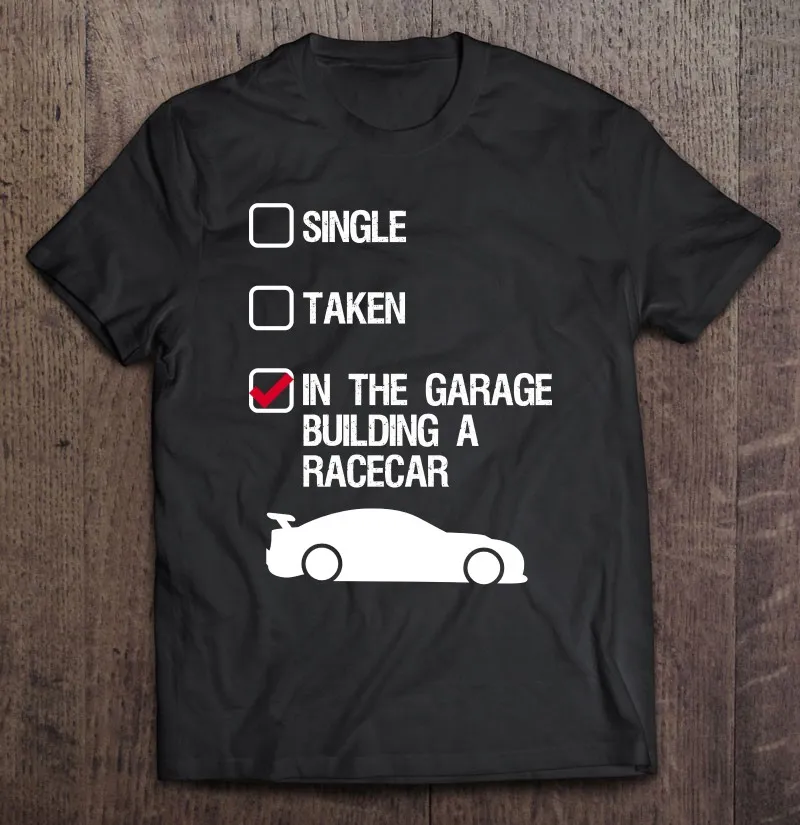 

Футболка мужская с забавным автомобилем, тенниска из хлопка в стиле хип-хоп, дизайнерская одежда, Racecar, здание в гараже