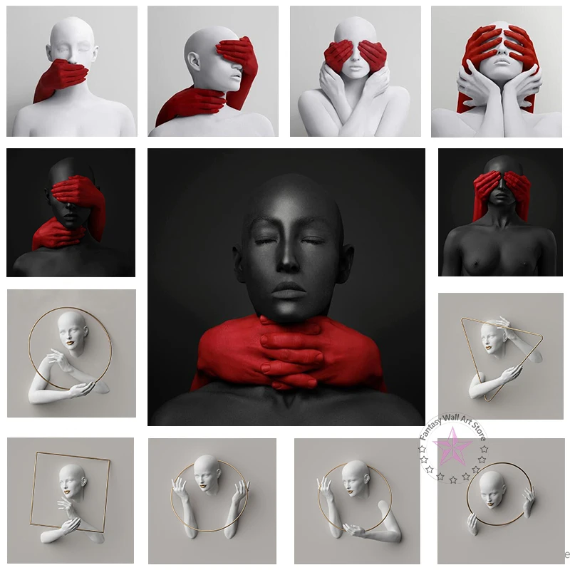 

Abstract Figure Sculpture Poster Nordic White Woman Statue Canvas Painting Prints Wall Art Picture for Modern Home Decor Cuadros