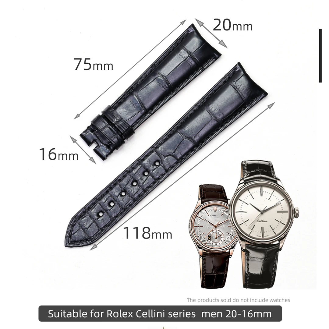 SAUPPO подходит для Rolex Cellini Series 50509, ремешок из кожи аллигатора, черный мужской ремешок для часов 20 мм (art.: 3920cd7b7cbae) - 3920cd7b7cbae