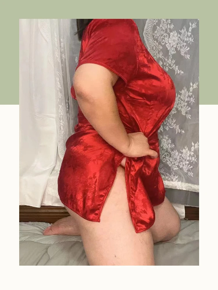 Женское жаккардовое платье-Ципао большого размера