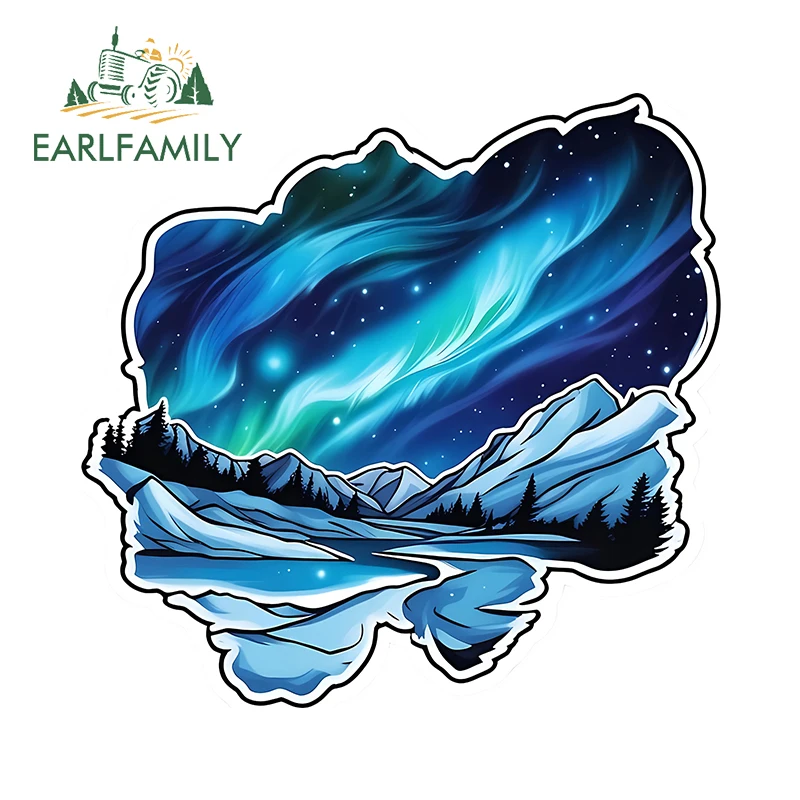 

EARLFAMILY красивый синий Северное сияние карп автомобильные наклейки красивые пейзажи изображение наклейка художественный водонепроницаемый автомобильный Стайлинг