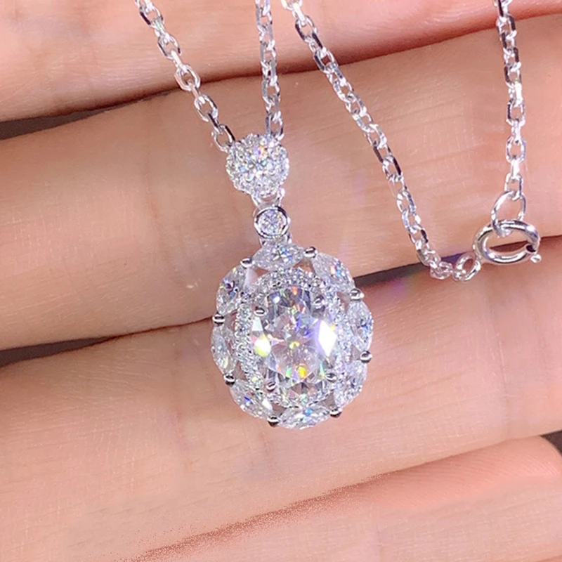 

Romantic Silver Color Round Pendant Necklaces Women Wedding Anniversary Lover Gift Dazzling CZ Female Fashion Statement Jewelry