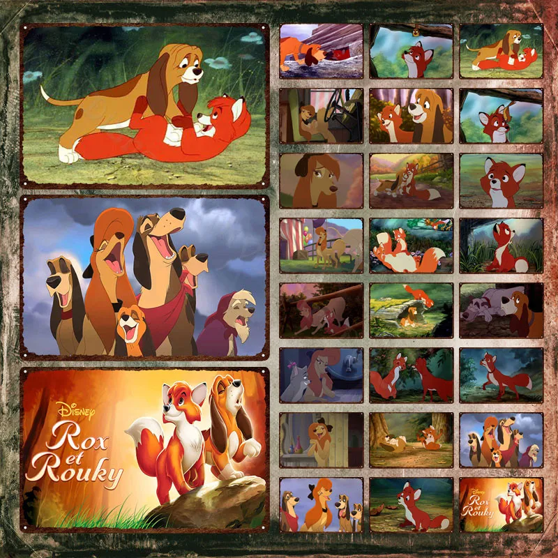 

Металлические знаки Disney, лиса и гондук, лиса, Тодд и заяц, оловянные знаки, настенные художественные наклейки, железная картина, фотоподарок