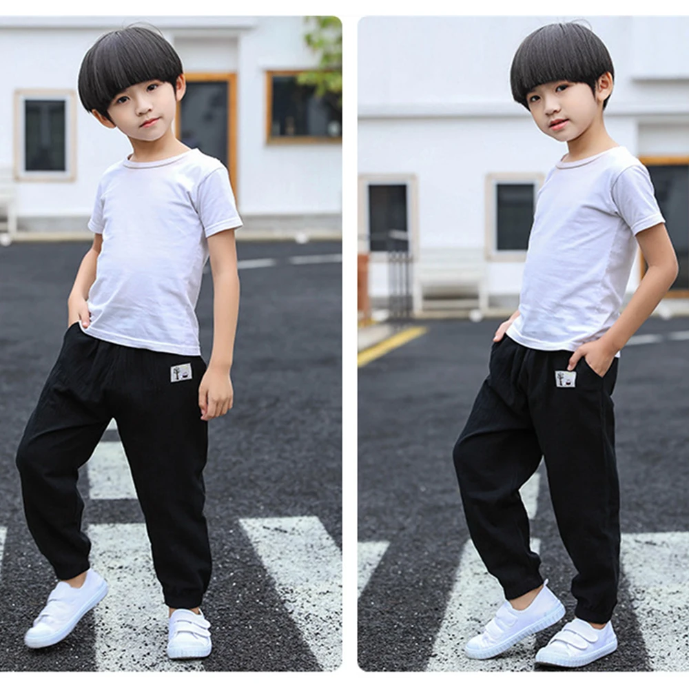

Pants for Girls and Boys Summer Fall Clothes for Kids Thin Section Solid Color Pants Breathable Cotton Loose-fitting Pants 2-9y