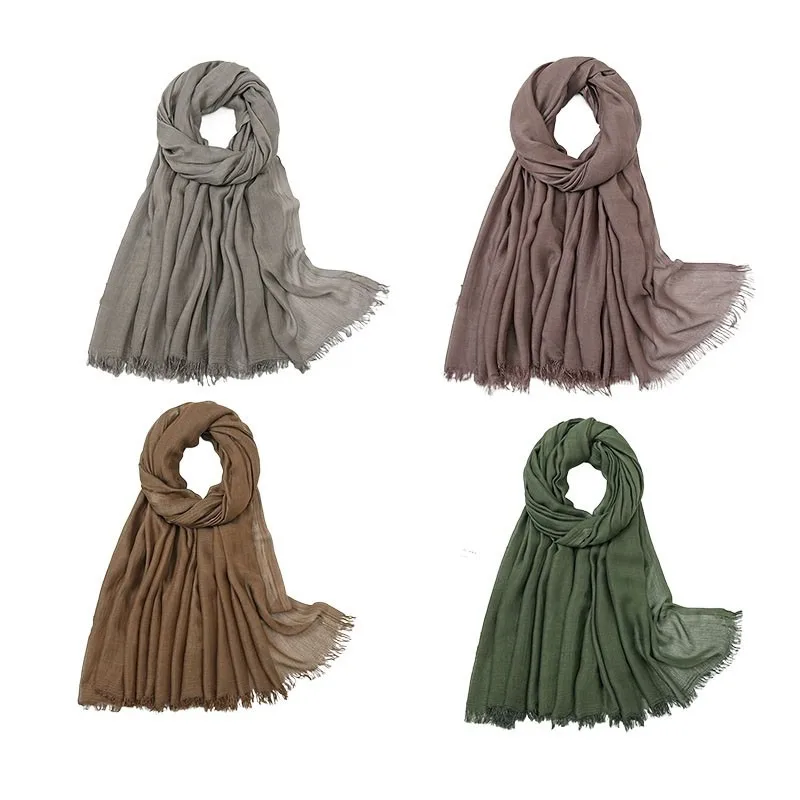 

Coffee Women Shawl Silk Scarf Fashion Autumn Cotton Linen Malaysia Scarf