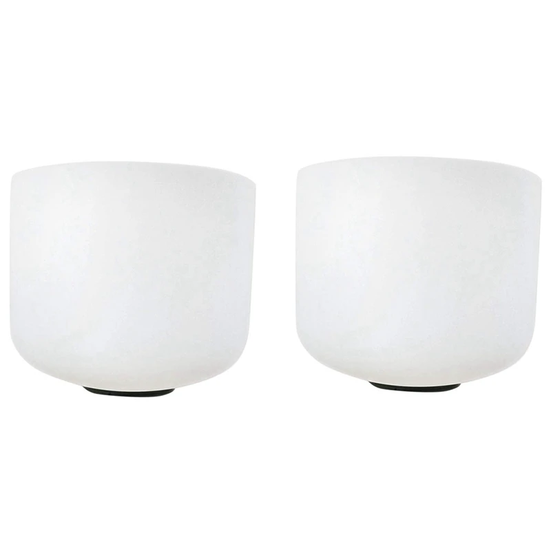 

2X 8 Inch 432Hz Singing Bowl Perfect Sound Note A Third-Eye / D Navel Chakra Frosted Quartz Crystal Meditation