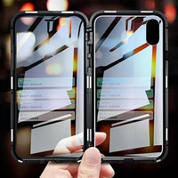 metal magnetic adsorption case for iphone 11 pro x xs max xr double sided glass magnet cover for iphone xr 7 8 6 6s plus se 2021