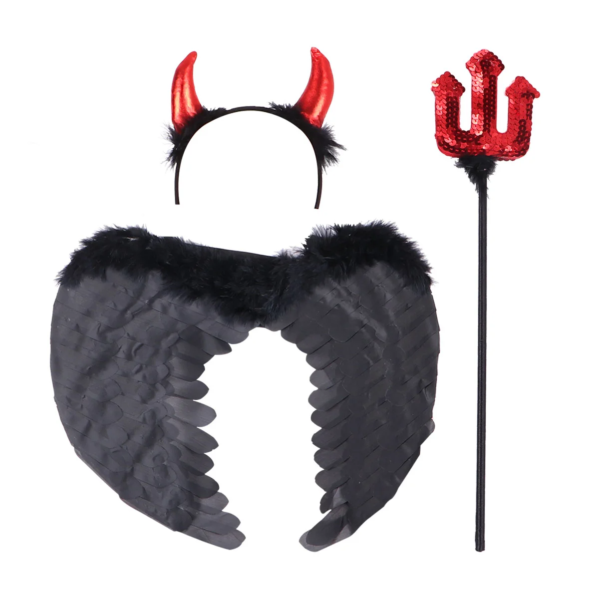 

Devilhalloween Wing Costume Decor Angel Headband Kids Prop Cosplay Horns Black Children Pitchforkhornaccessories Red Set Game