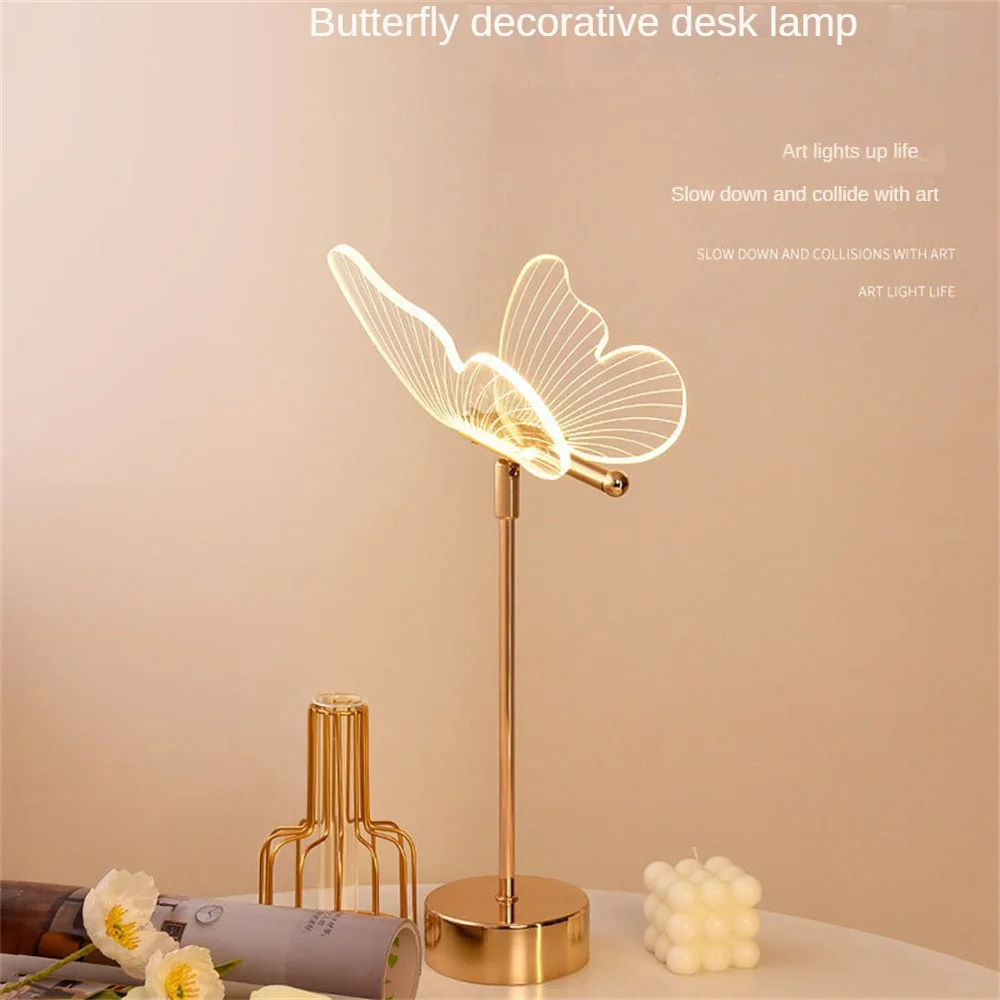 

Smooth Edges Decorative Lighting Lamp Butterfly Shape Soft Light Transmission Ambience Lamps 180 Degree Rotate Led Table Lights