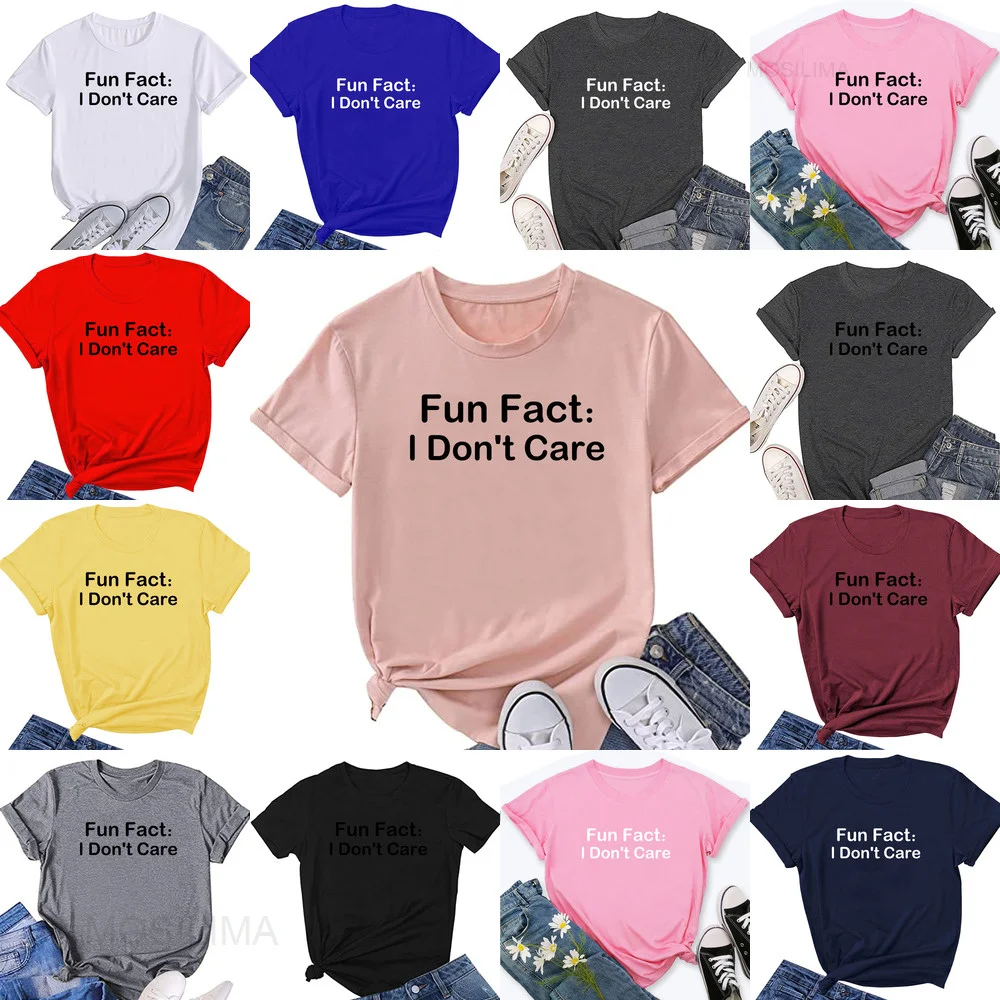 

FUN FACT L DON'T CARE Womens Graphic Cute Funny T Shirt Tees Gift Ideas ZK037