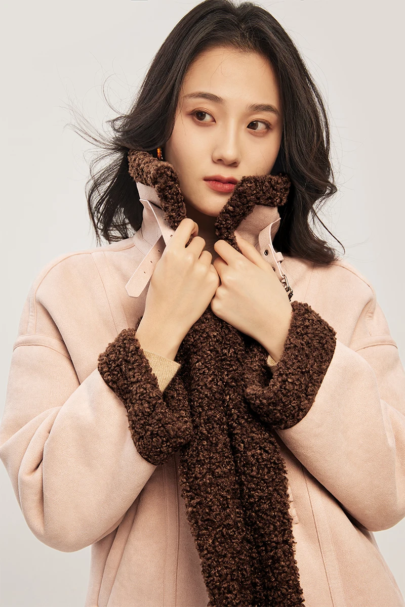 New  Casacos Femininos Inverno 2022  Faux Fur  Faux Leather  Full Pelt  Thick Warm Fur  High Street  Spliced  Turn-down Collar