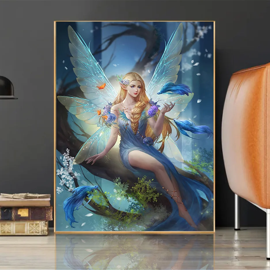 

Набор для алмазной живописи «сделай сам» 5D, Лесной эльф, девочка, полноразмерная/круглая Алмазная мозаика, мультяшная вышивка Стразы, домаш...