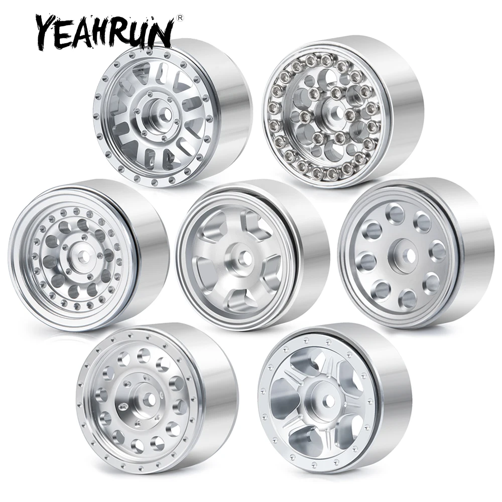 

YEAHRUN 4Pcs Silver Metal Alloy 1.0inch Beadlock Wheel Rims Hubs for Axial SCX24 90081 1/24 RC Crawler Car Truck Upgrade Parts