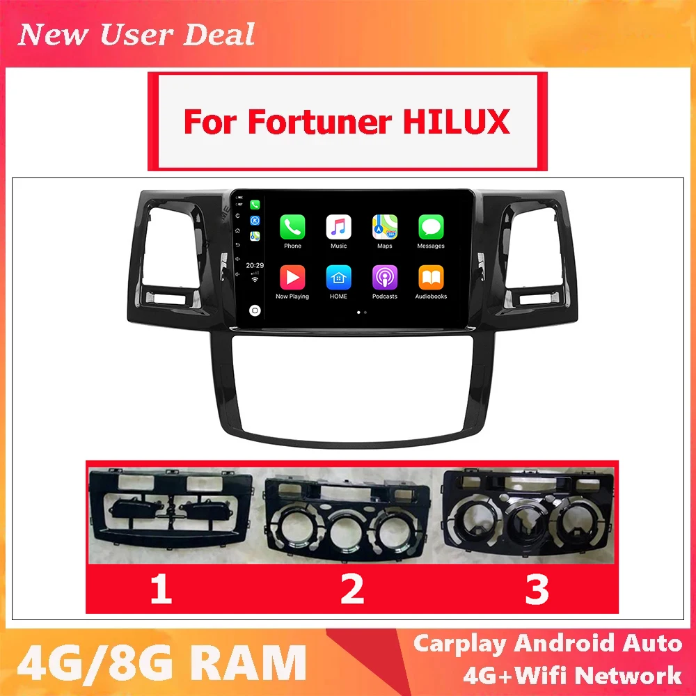 

Car Multimedia Head Unit Android 12.0 Radio For Toyota HILUX Vigo Fortuner AN50 AN60 Revo With Gps Carplay Touch Screen Wifi BT