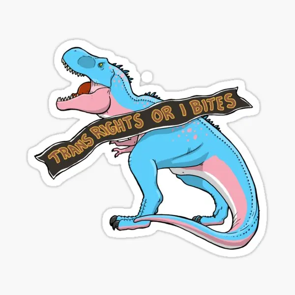 

Trans Rights Or I Bites 5PCS Stickers for Laptop Home Decor Cartoon Decorations Art Window Cute Car Luggage Stickers Print
