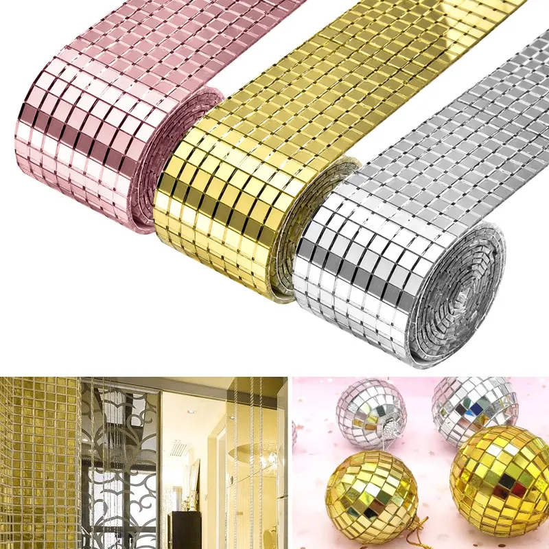 Mini espejos cuadrados de cristal, pegatinas de pared de mosaico autoadhesivas, azulejo de mosaico artesanal, suministros de fiesta de bola de luz de discoteca hechos a mano