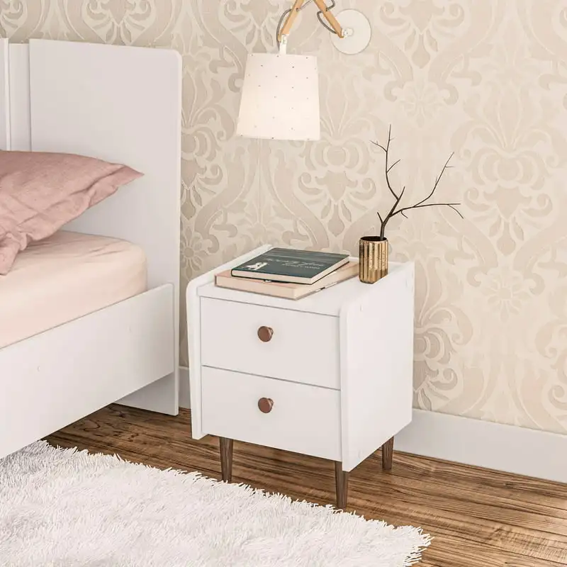 

. Beautiful White Modern 2-Drawers Nightstand Perfect for Bedroom Decoration and Storage.