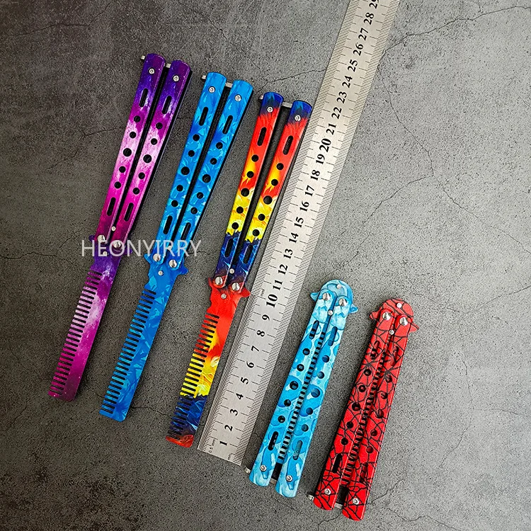 Складная расческа из нержавеющей стали 1 шт. тренировочный нож-бабочка для бороды