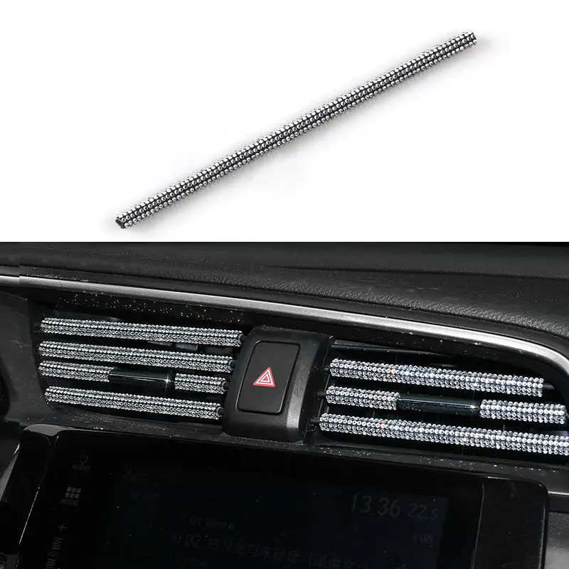 

10Pcs 20CM Car Vent Outlet Trim Rhinestones Bling Car Accessories Air Conditioner Vent Outlet Trim Car Interior Decoration Strip