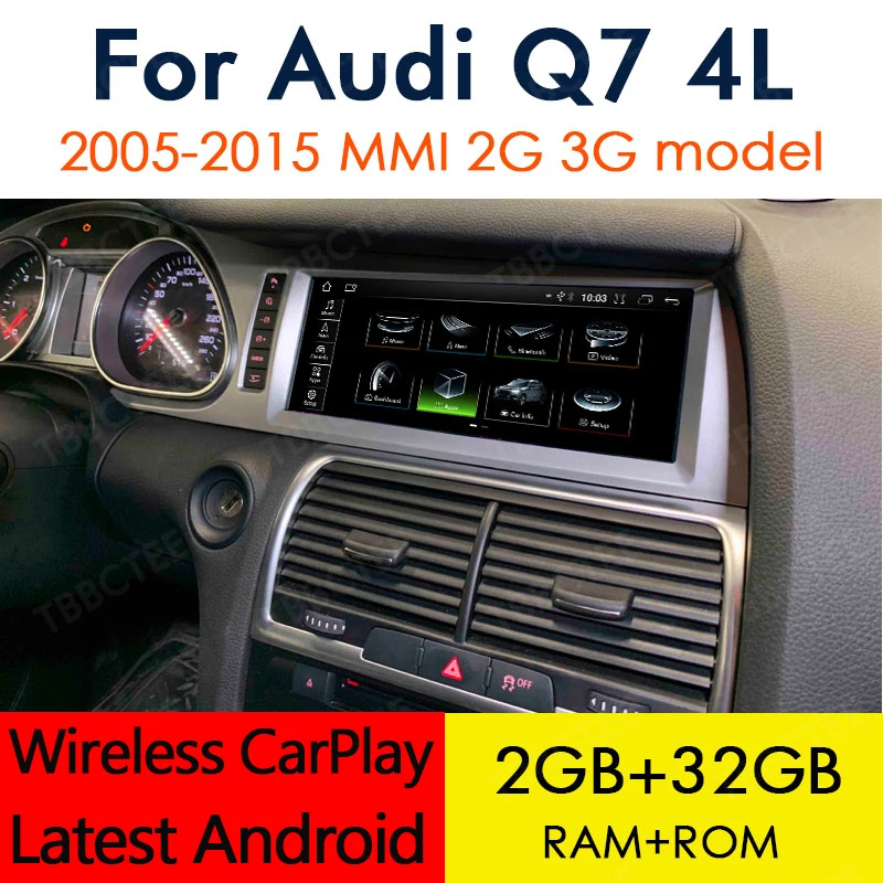 Android 12 Wireless CarPlay 2G 32G For Audi Q7 2005~2015 MMI 2G 3G GPS Navigation Car Multimedia Player Radio Stereo WiFi BT