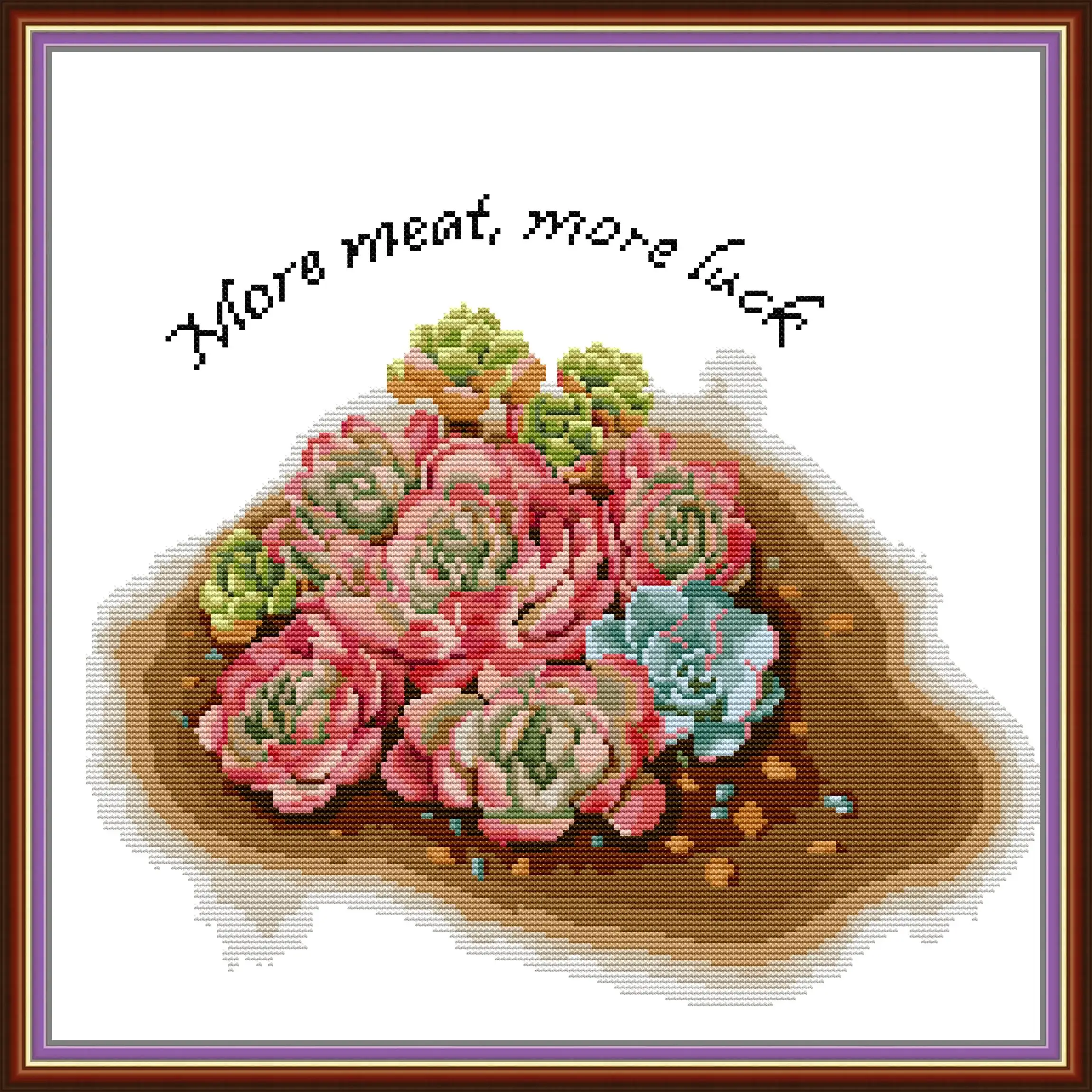 

Succulents Embroidery Stamped Cross Stitch Patterns Kits Printed Canvas 11CT 14CT Needlework Cross-Stitch