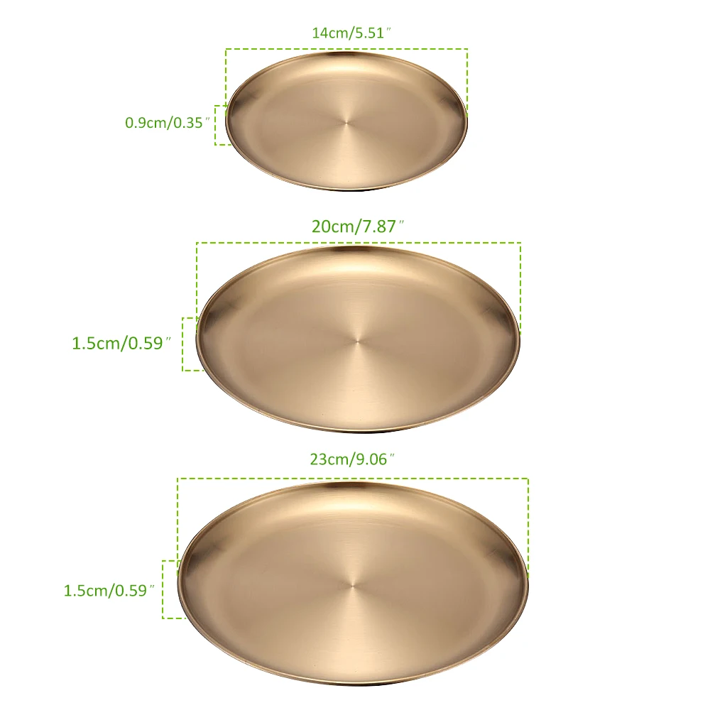 Golden Snack Plate Dishes For Serving Stainless Steel Kitchen Storage Tray Metal Fruit Dessert Jewelry Display | Дом и сад