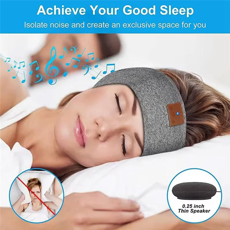 Фото Y67A-Headphones Bluetooth Compatible Sports Bandana Boho Headband Headphones HD Thin Speakers Music For Sleepers Calling Yoga №5