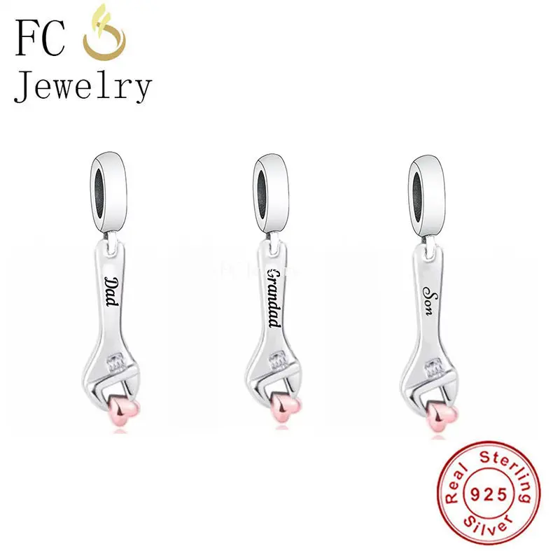 

FC Jewelry Fit Original Pan Charms Bracelet Real 925 Silver Grandad Son Dad Pliers Bead For Making Women Memorial Berloque 2022