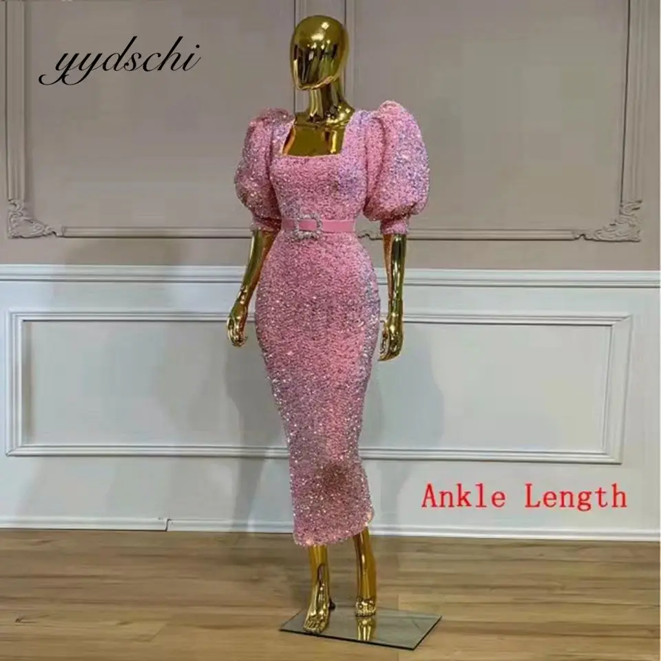 Элегантные розовые платья для выпускного вечера с квадратным вырезом по