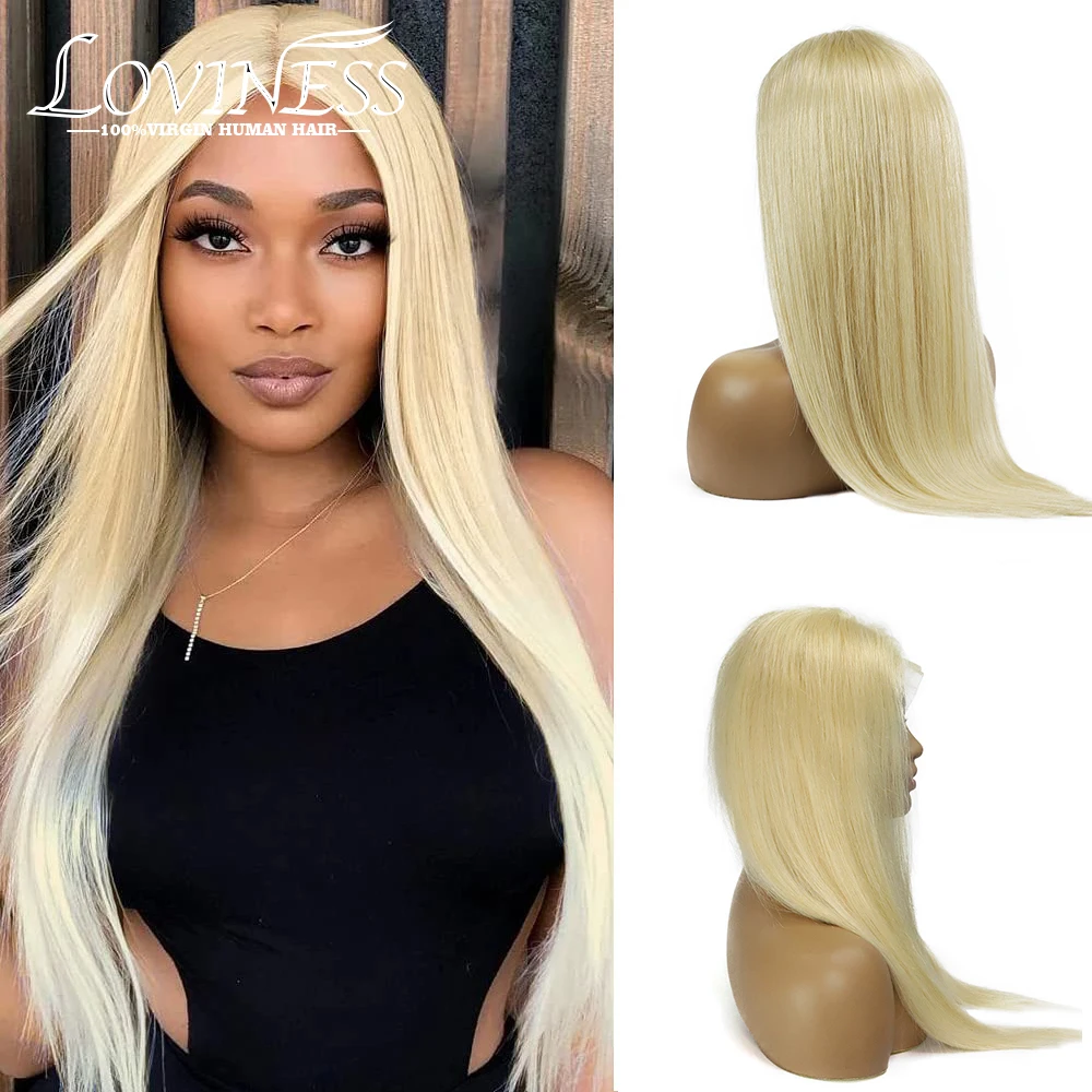 

Straight 613 Blonde 13x4 Lace Front Human Hair Wigs 9A Brazilian Remy Hair Pre Plucked Free Part Lace Frontal Wig with Baby Hair