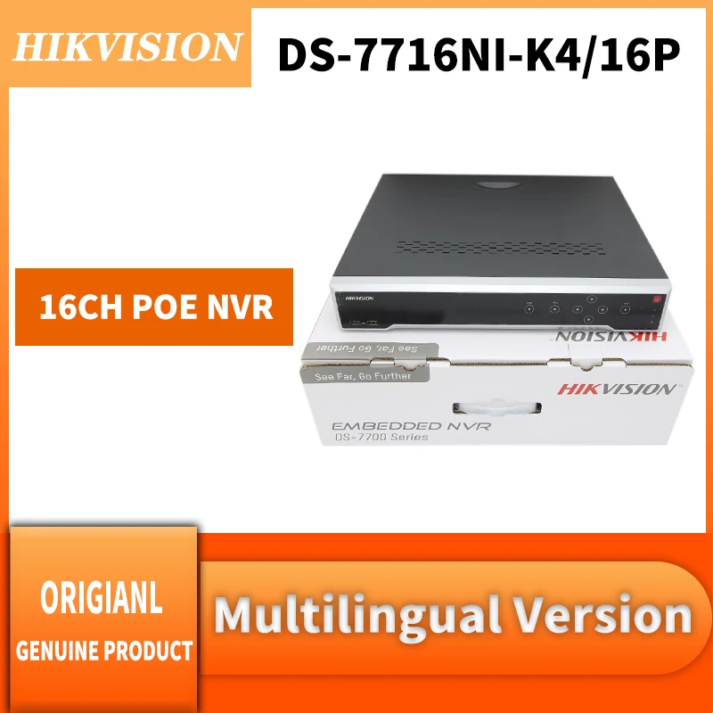 Оригинальная английская версия Hikvision Φ/16 P 16CH 1.5U 16 PE 4K NVR |