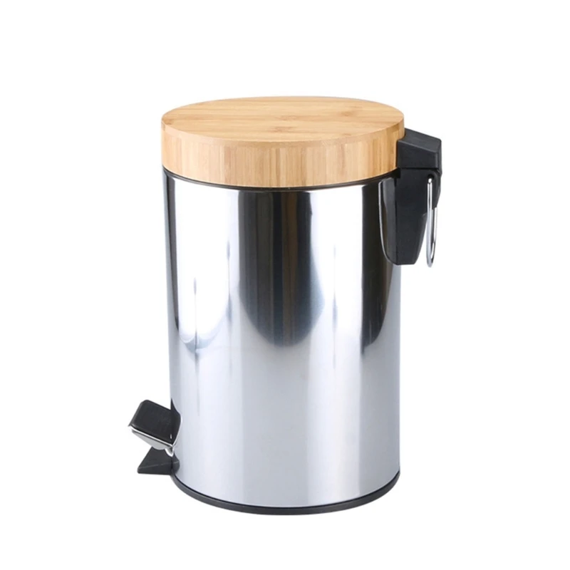 

Metal Trash Can with Lid Pedal Water Ppaer Container Household Bucket