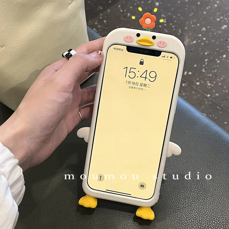 

Kawaii Iphone Case Head Flower Duck for 11 12 13 Mobile Phone Protective Case Cute Anti-Fall Case Mobile Phone Accessories