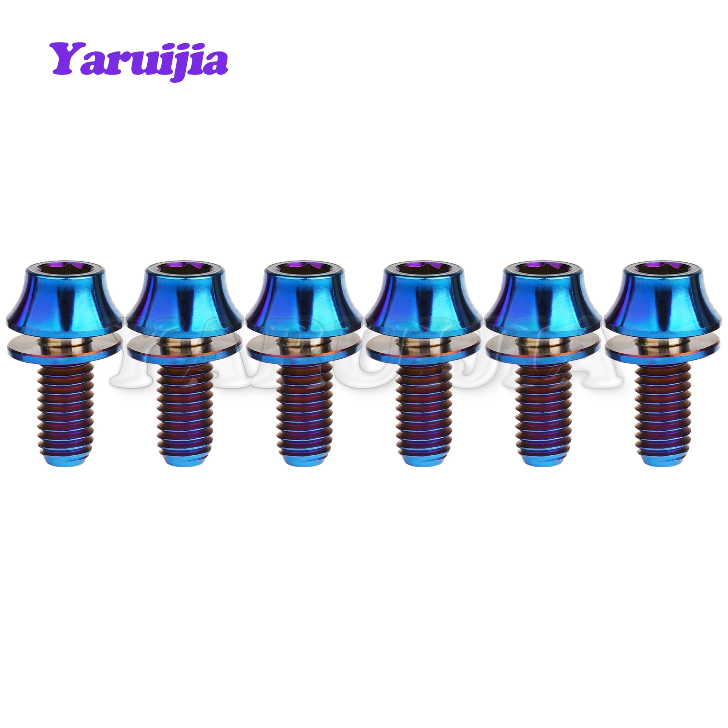 Yaruijia болт из титанового сплава M5x12 мм, конический винт с шайбой для велосипедной клетки для бутылок, шестигранный болт, 6 шт.