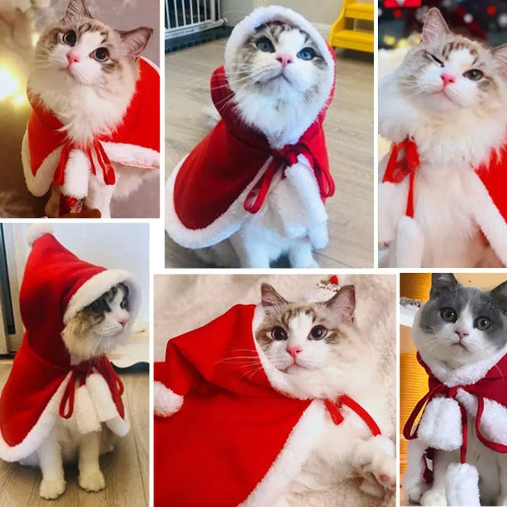 Забавный костюм для косплея щенка Красная шапка Рождественская шапочка собаки
