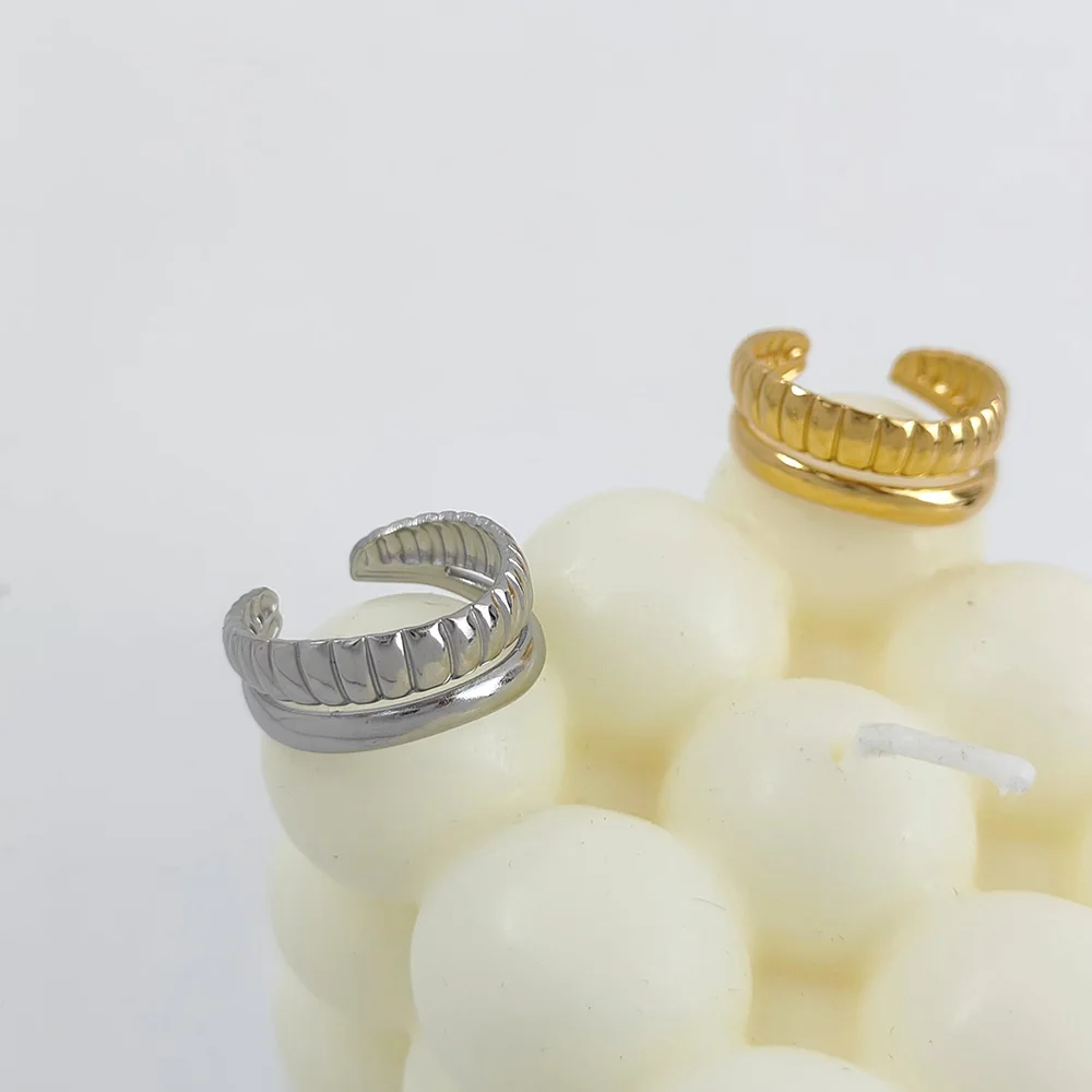 

Silver Color Double Layer Geometric Rings Open Finger Ring For Women Minimalist Accessories Gift 2023 Trend Adjustable Rings