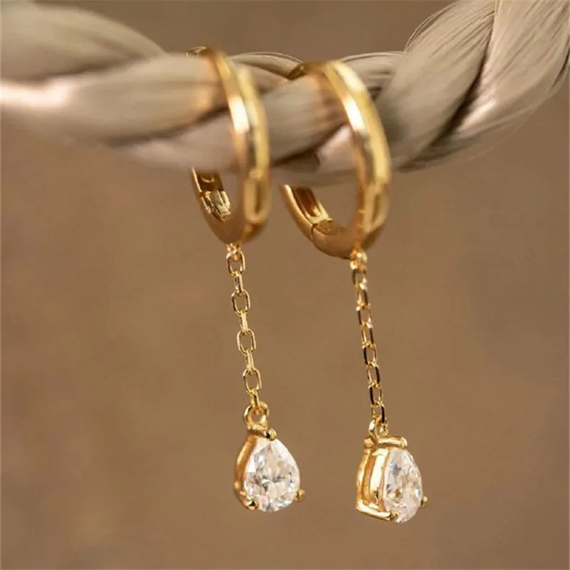 Модные длинные серьги-кольца с кисточками и кристаллами в форме капли воды для