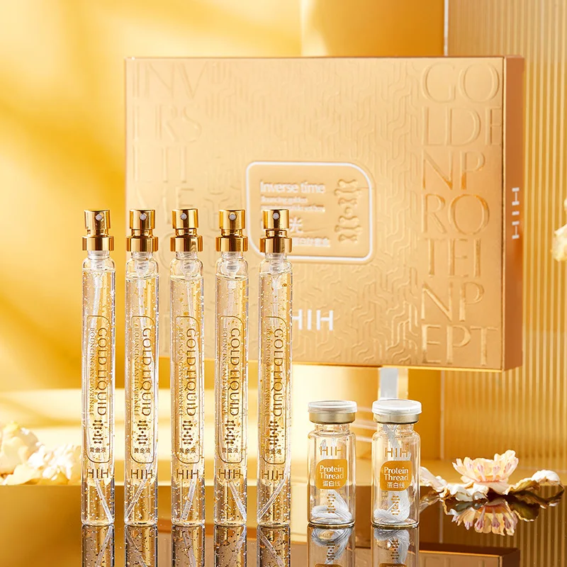 24K Gold Face Serum Active Collagen Silk Thread Facial Essence Anti-Aging Smoothing Firming Moisturizing Hyaluronic Skin Care