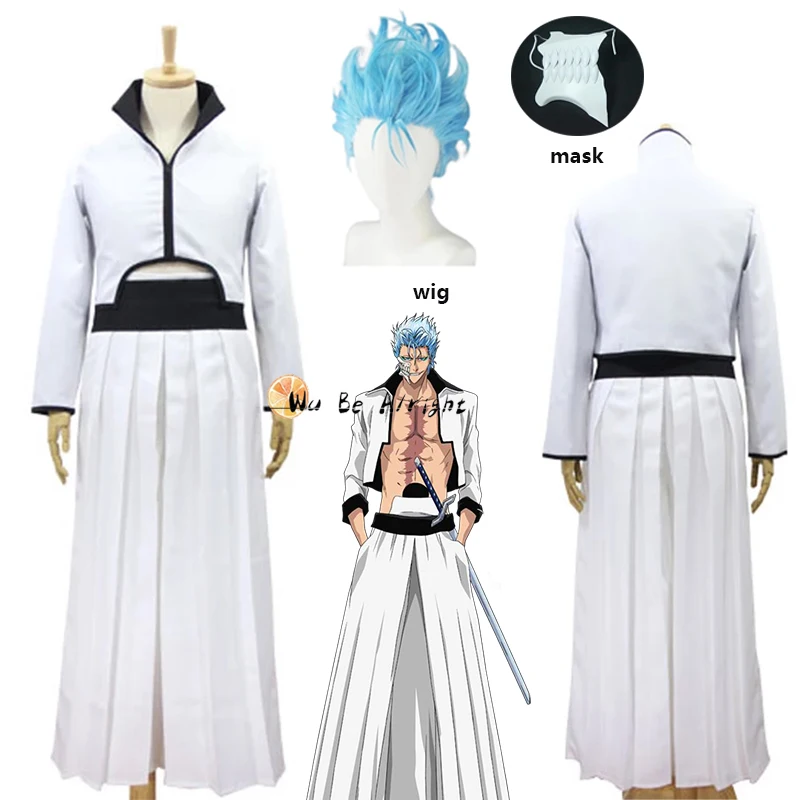 

Anime BLEACH Grimmjow Jeagerjaques Cosplay Costume Women Men Wigs Mask Props For Halloween Cosplay Costumes Full Set Party Shoes