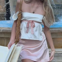 bandage 2022 crop top women sleeveless y2k sexy tank tops elegant off shoulder cami casual party bow backless summer