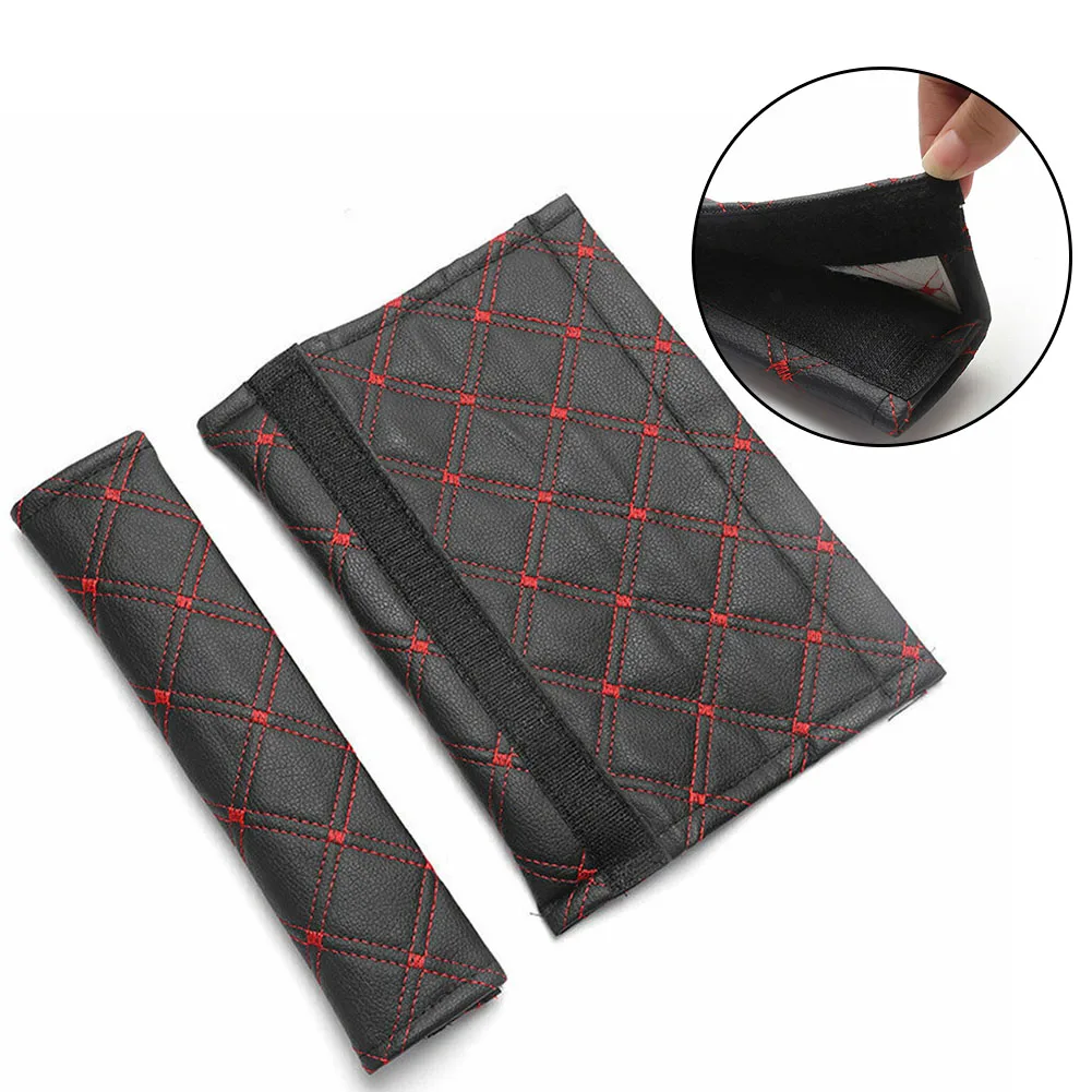 

Car Cover Seat Belt Shoulder Cover 1Pair Automotive Interior Black+Red