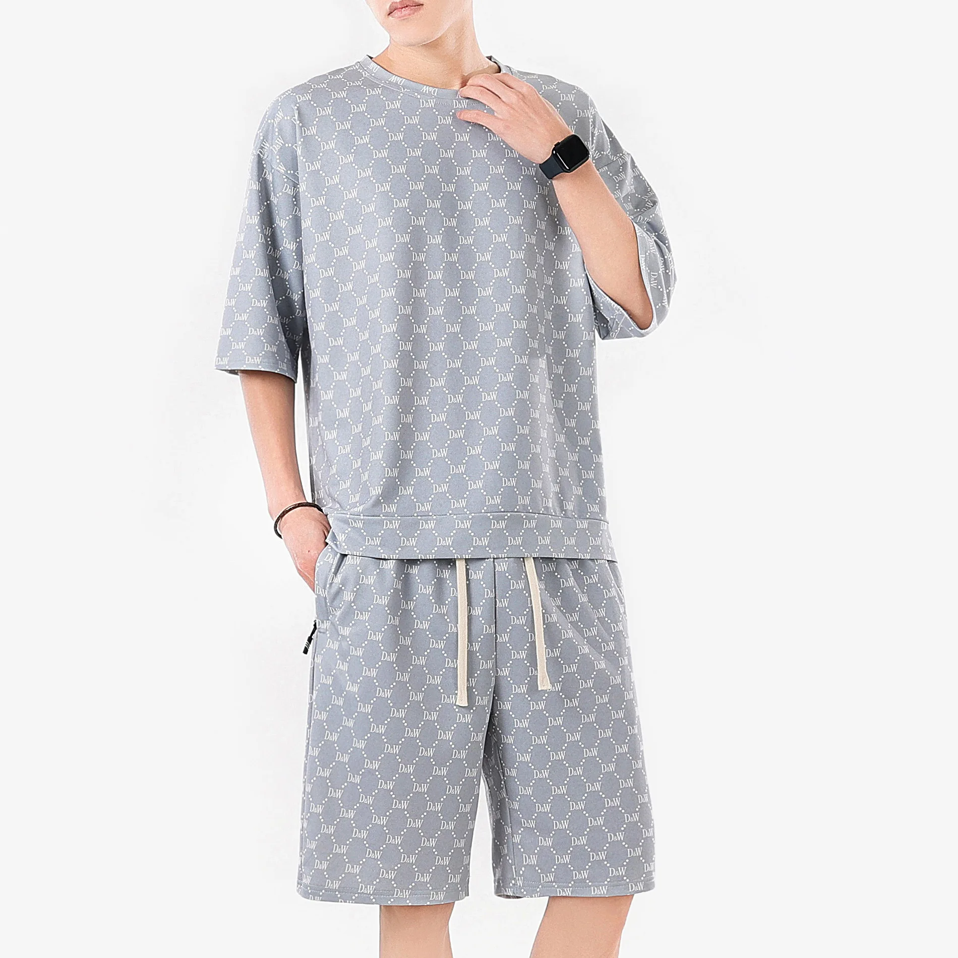 Summer New Sports Set Men's Casual Fashion Short Sleeve T-shirt Two Piece Quick Drying Clothes and Pants Tracksuit Men