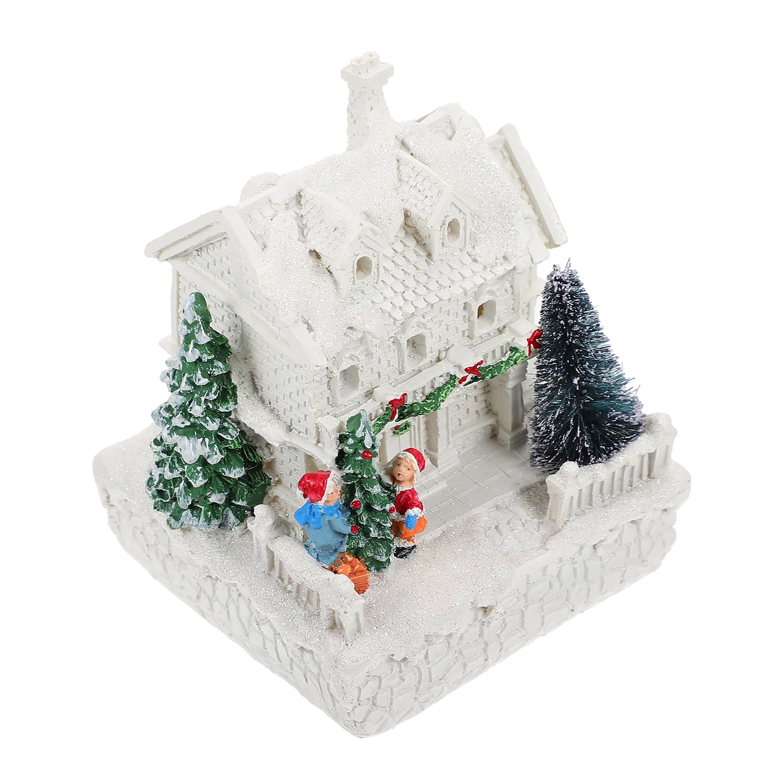 

1Pc Resin Desktop Ornament Christmas Luminous House Decoration Decorative Prop
