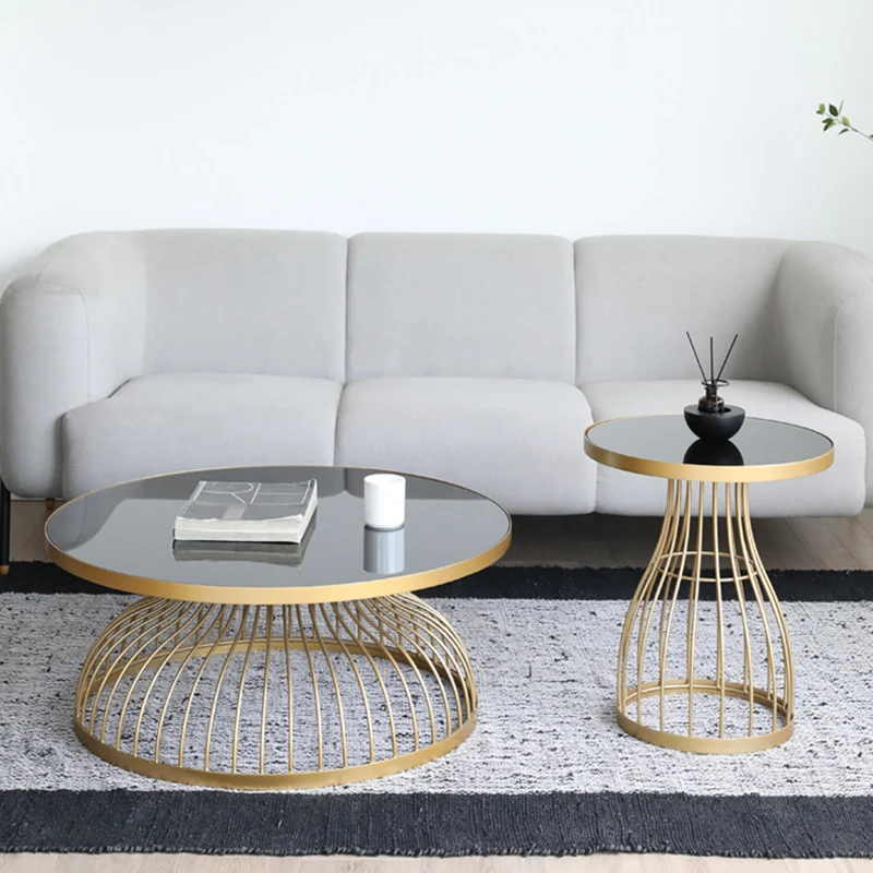 

Design Living Room Coffee Table Modern Unique Black Legs Metal Coffee Table Aesthetic Round Nuebles Auxiliares Home Furniture
