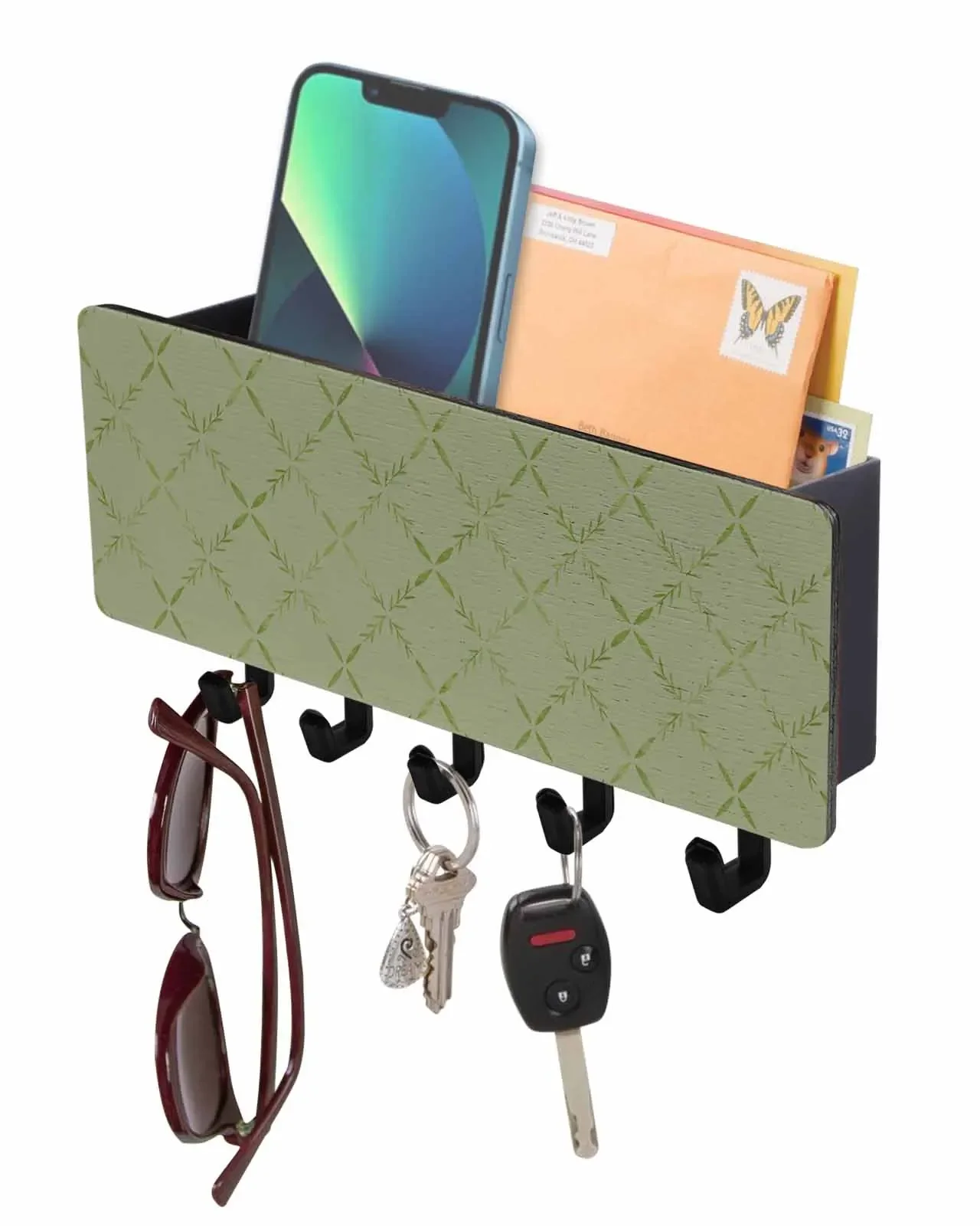 Алмазная сетка с текстурой зеленый деревянный держатель для ключей фермерского