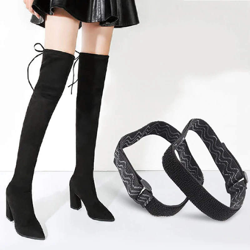 

Women Adjustable Adhesive Tape Shoelaces For Boots Belt Strap Inside Elastic Shoe Laces Lock Holding Boot Belt Shoes Accessories