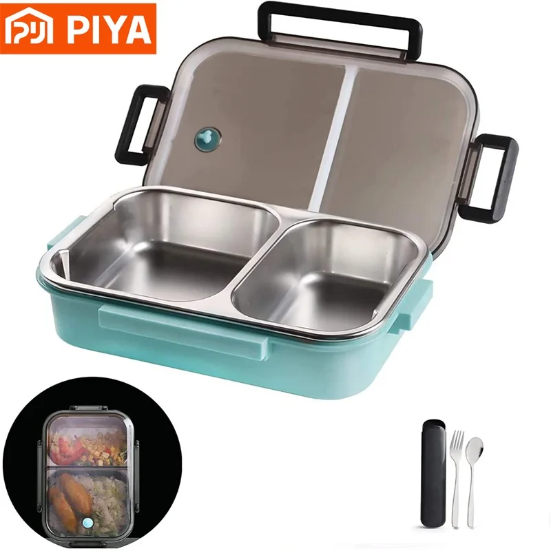 Ланч-бокс из нержавеющей стали портативный металлический Кухонный Контейнер с 2