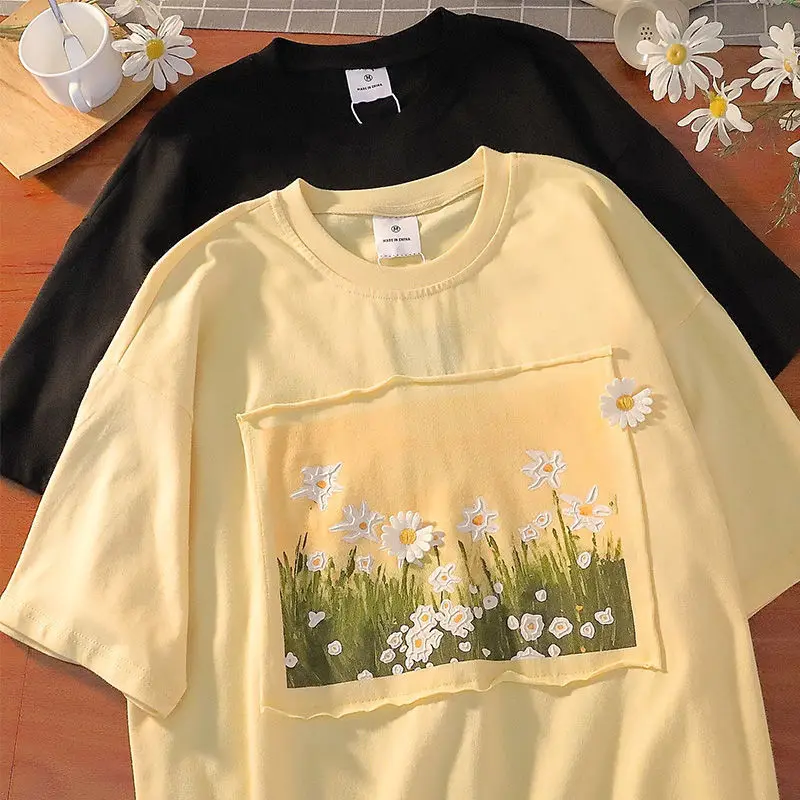 Женские футболки с рисунком красивых цветов и хризантем женская футболка