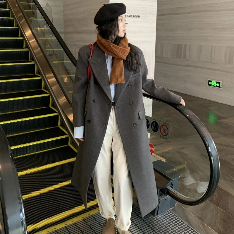 

Тренчкот осень-зима 2023, Новый энергетический Универсальный шерстяной костюм для девушек, теплая одежда для женщин, бесплатная доставка