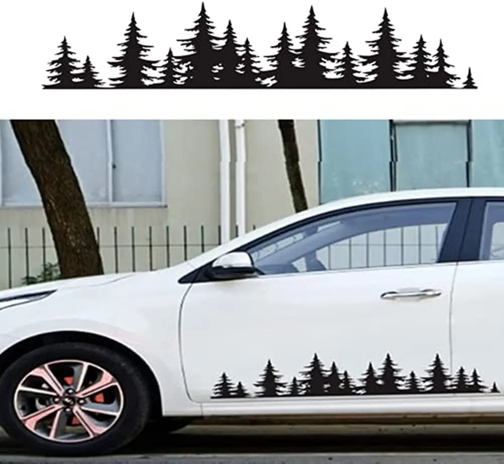 

FADZECO 1PC Graphic Car Body Stickers Unique Pine Tree Forest Sports Bumper Sticker Car Body Decals Universal Side Skirt Automob